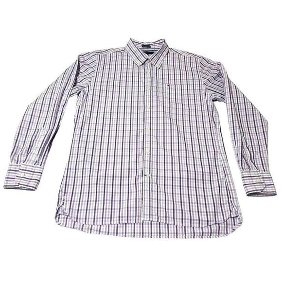 Tommy Hilfiger Purplr Lavender Mens LG Custom Fit 80 1/2 Ply Fabric Long Sleeve - Picture 1 of 7